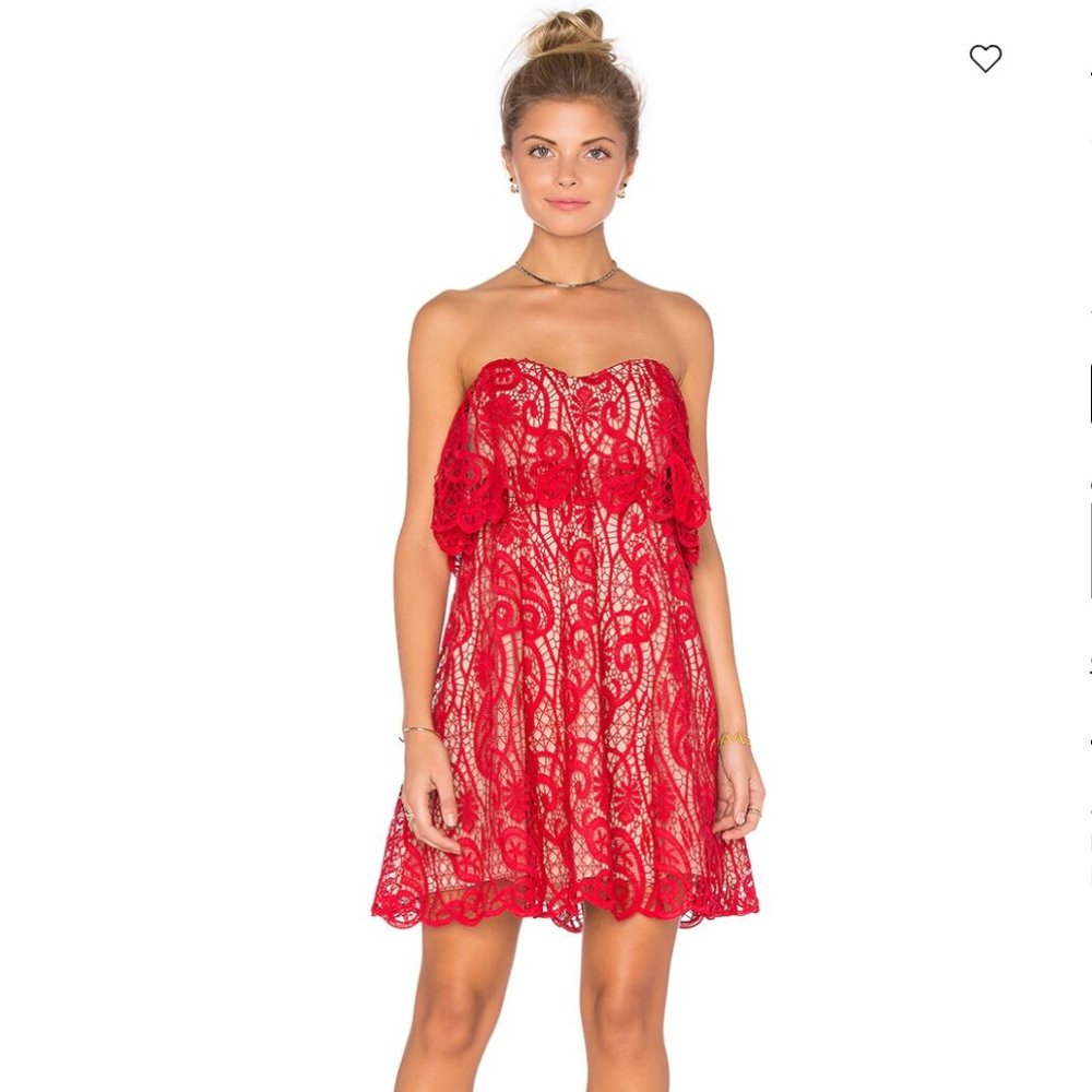 New Revolve Red Lace Dress Small Sleeveless The Jetset Diaries Lolita Mini Dress